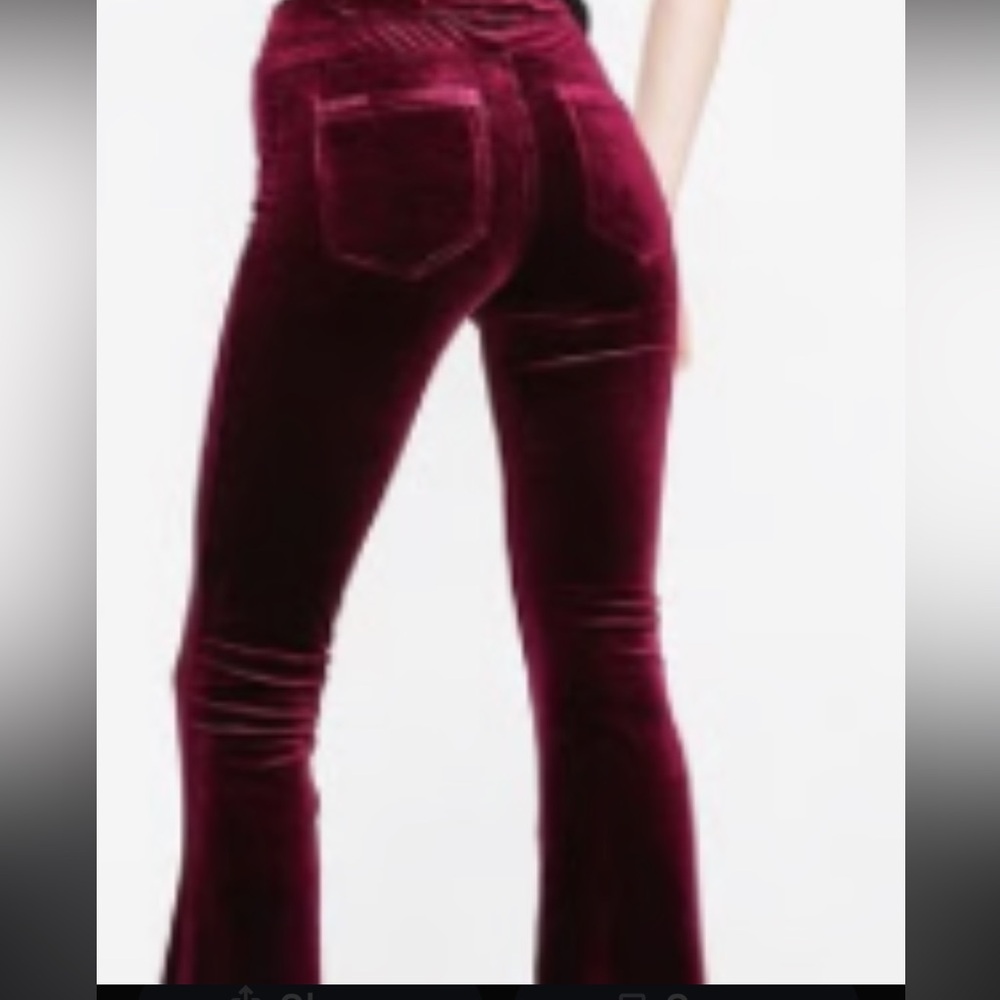 ☮️BLANC NYC☮️DEEP WINE VELVET BELLS - Picture 2 of 9